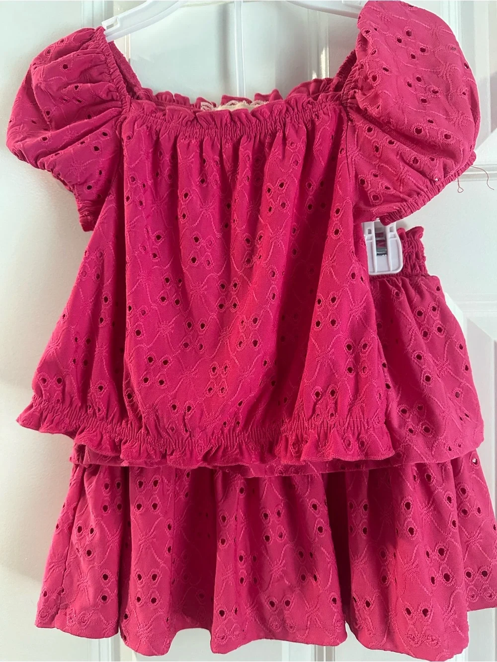 btween Hot Pink Eyelet Two-Piece Set